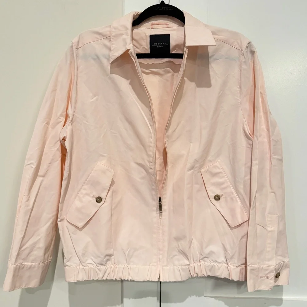 MAX MARA MaxMara Light Pink Nylon Windbreaker Jacket Size 10 Quiet Luxury Design